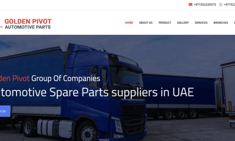 Orange Dice Solutions - Website developed for Golden Pivot automotive parts, Abu dhabi, UAE