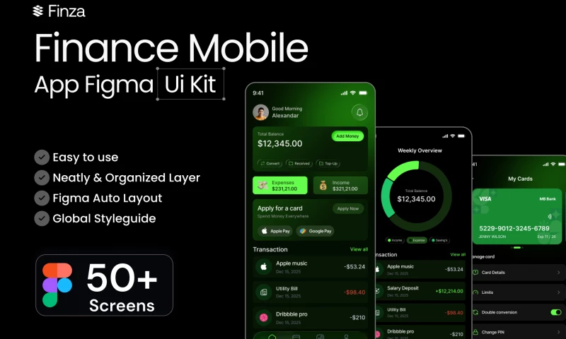 Oxlao Inc. - Finza- Finance Mobile App Figma Ui kit