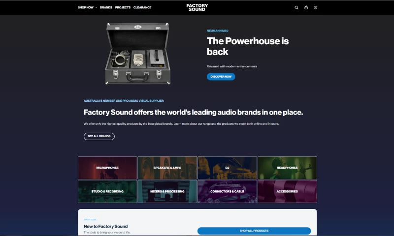 Imagen Web Pro - FactorySound Pro Audio E-Commerce Website