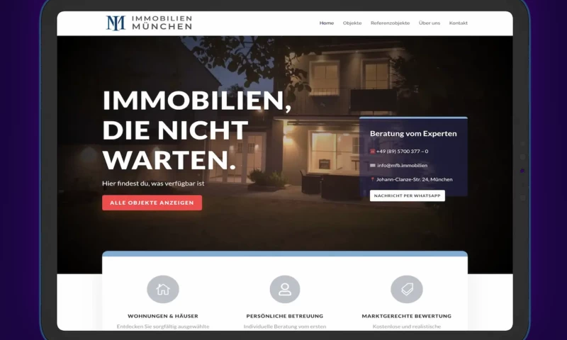 maxWapp - Real Estate Munich – Website with OnOffice-Integration & Branding