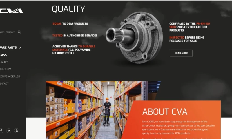 GrupaTAKA Marketing agency - CVA Premium Branding & International Communication Strategy for Construction Parts Brand
