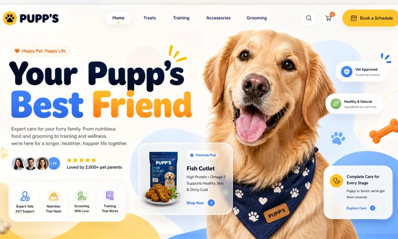 TechX Solutions - PUPPS Pet Care Website UI Design