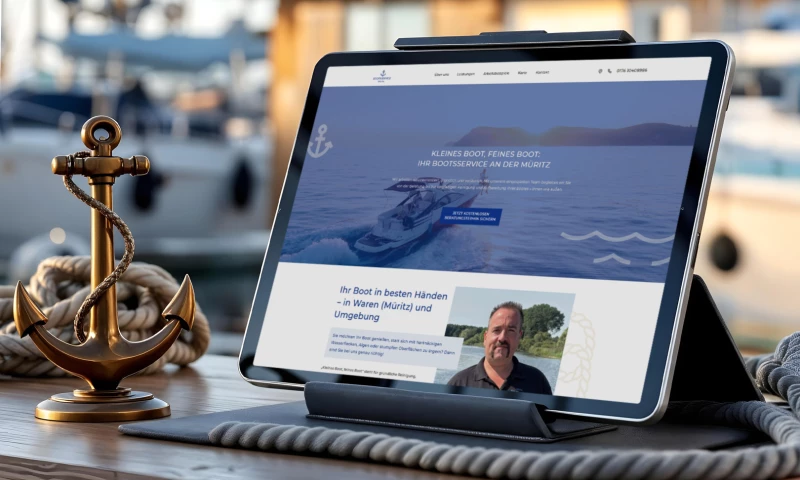 4eck Media - OnePager for Bootsservice Müritz Kleines Boot, feines Boot
