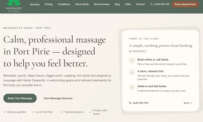 Lead Flux - Massages By Sarah Website Development, Local SEO & Digital Growth Strategy