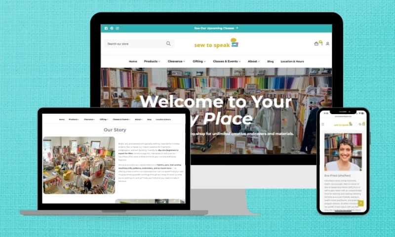 Hummingbird Marketing Services - Sew to Speak - Shopify Website Redesign & Blog