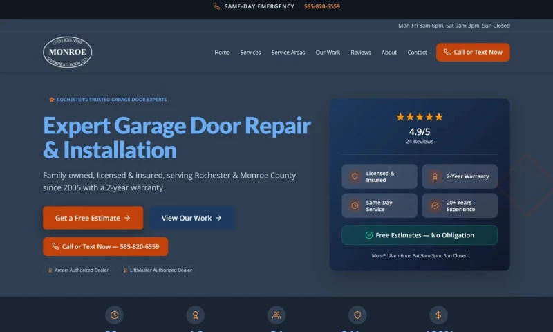 ROC Web Tech - Garage Door Company Website + Local SEO