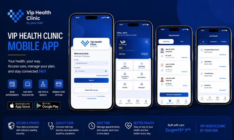 Intelligent Web Crew - Vip Health Clinic App