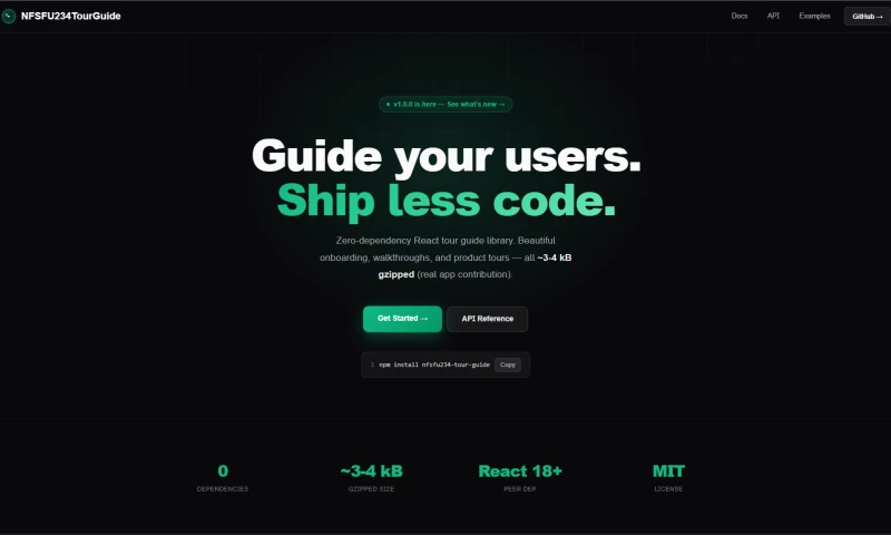 NFORSHIFU234 Dev - Zero-Dependency React Tour Guide Library