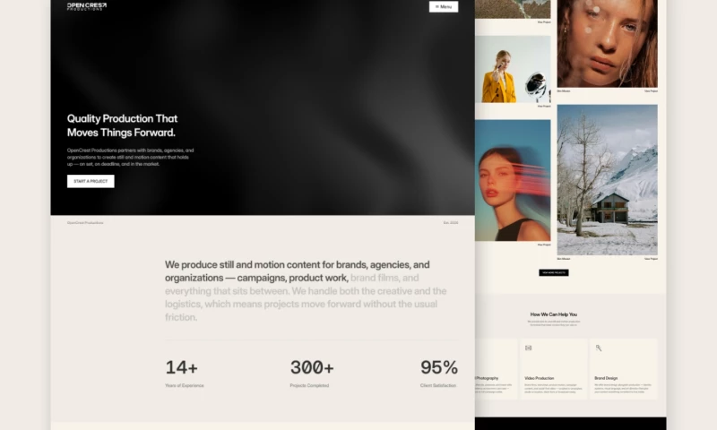 Fazal Web Design - OpenCrest Productions Framer Website Design