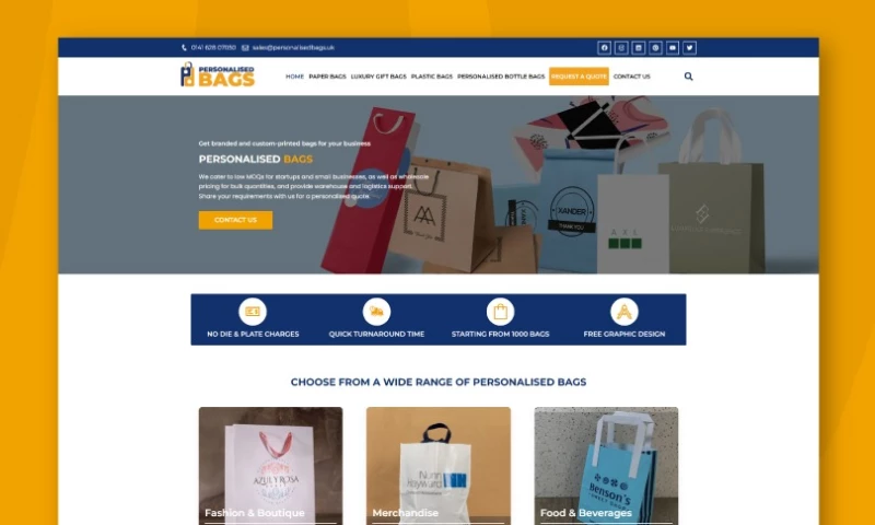 Maxobiz - Personalised Bags eCommerce Website UI/UX Design