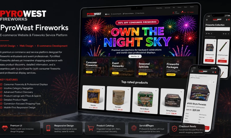 Lumestea Innovex Private Limited - PyroWest Fireworks - Conversion-Focused E-commerce Website