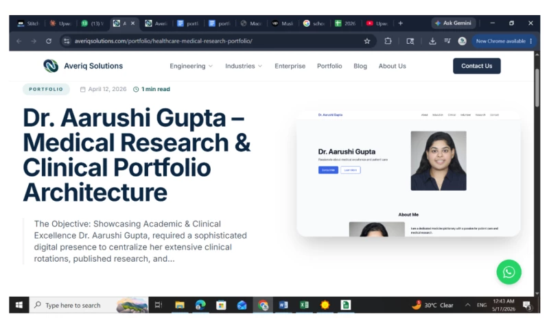 Averiq Solutions - Dr. Aarushi Gupta Medical Research & Clinical Portfolio Website