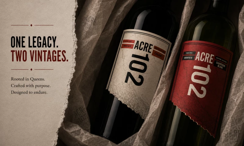 RAW GUILD STUDIOS, LLC - Acre 102 Wine Branding & Label Packaging
