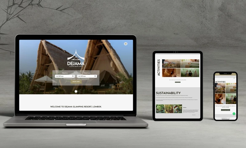 Refined Island Creations - Dejama Glamping Resort - Custom Website Design