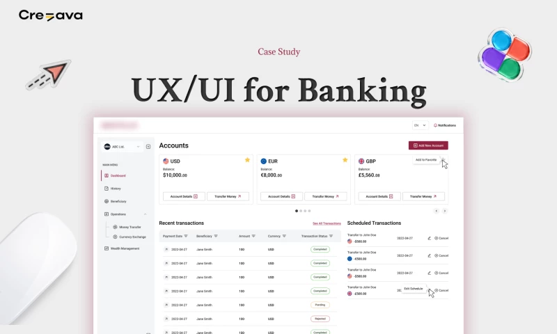 Creava - UX/UI design for Banking