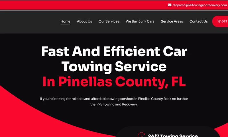 Professional Concept - 75 Towing and Recovery Web Design