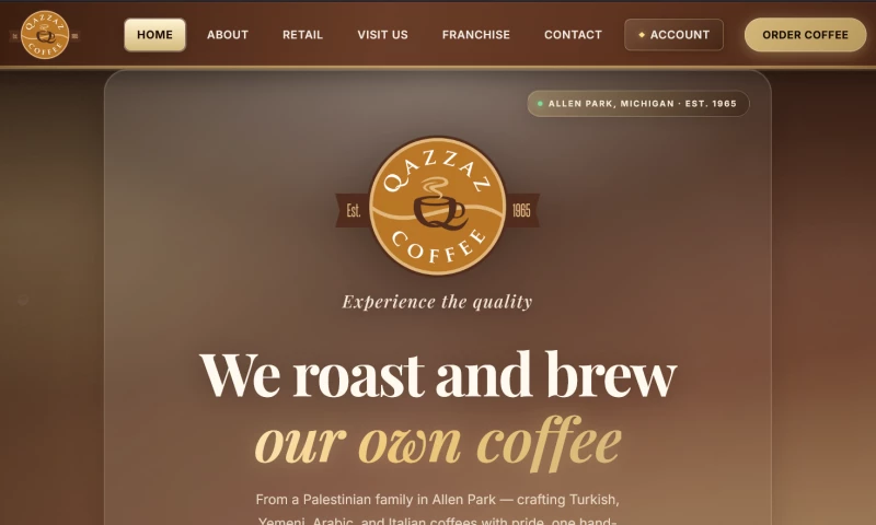 Velorian Systems - Qazzaz Coffee Custom Website & Clover POS Integration