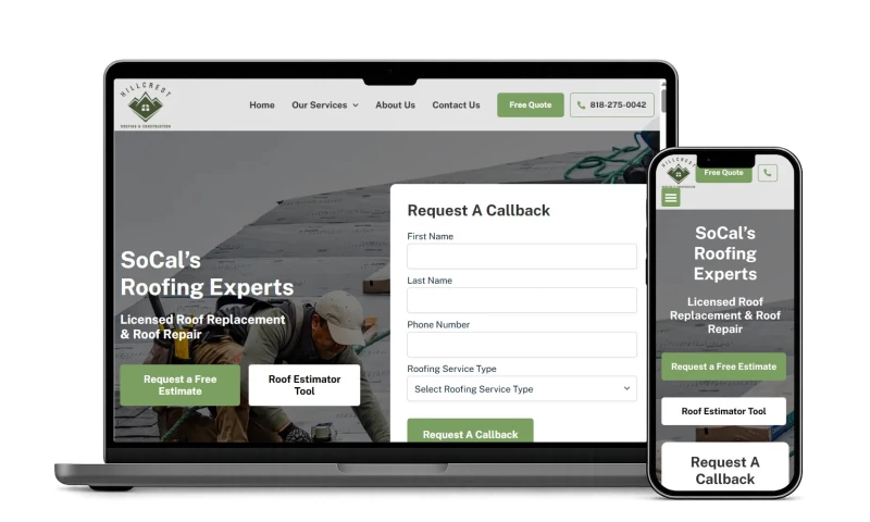 Red Spot Design - Roofing Company Web Design Hillcrest Roofing and Construction North Hollywood, CA