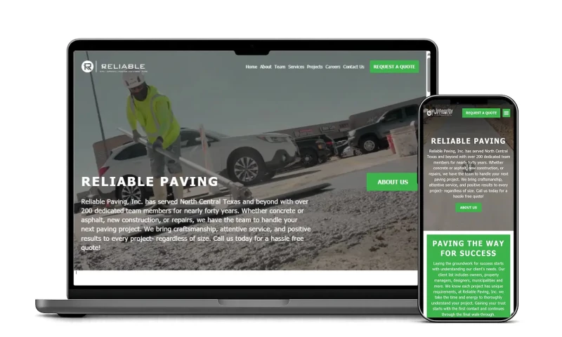 Red Spot Design - Construction Company Website Design Reliable Paving, Inc.