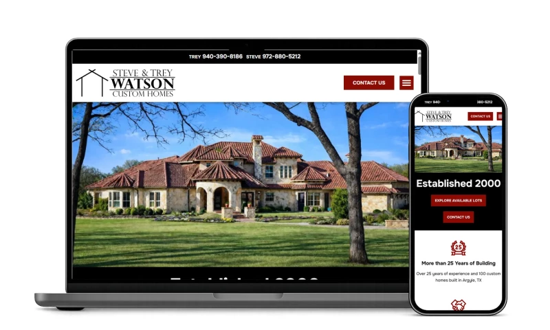 Red Spot Design - Custom Home Builder Website Design Steve & Trey Watson Custom Homes, Inc
