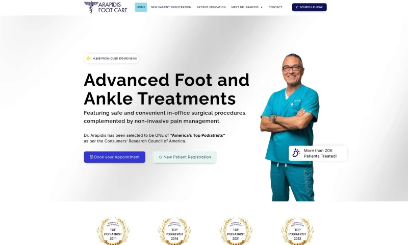 Web Design Heaven - Arapidis Foot Care Healthcare Website Design & Patient Experience Optimization