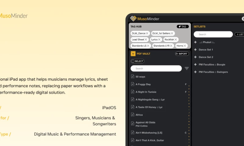 KM Soft - Muso Minder - Digital Sheet Music & Performance Management App