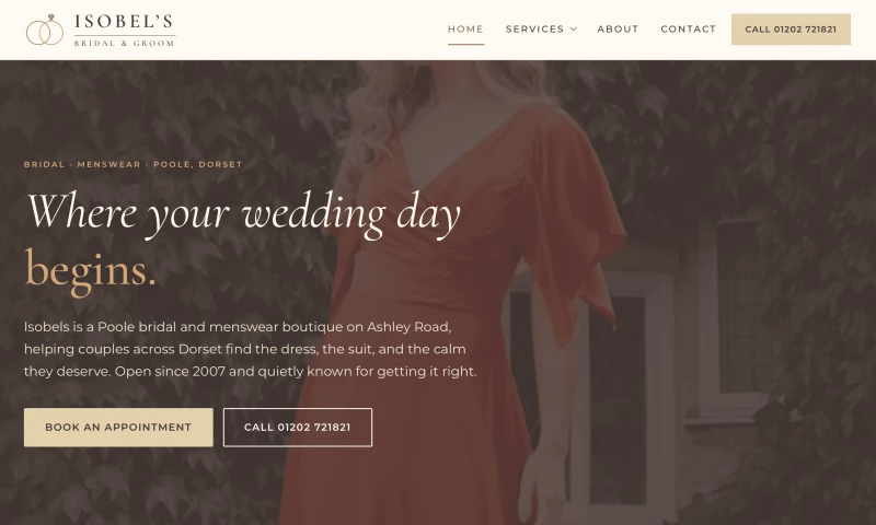 Sandbanks Digital - Isobel's Bridal & Groom Boutique Website