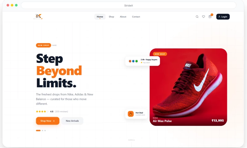 MindBoolean - A Psyneural Technologies Company - StrideX Modern E-Commerce Storefront