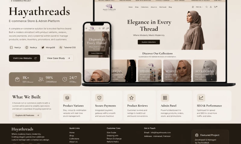 Technoblick - Hayathreads E-commerce Platform & Admin System