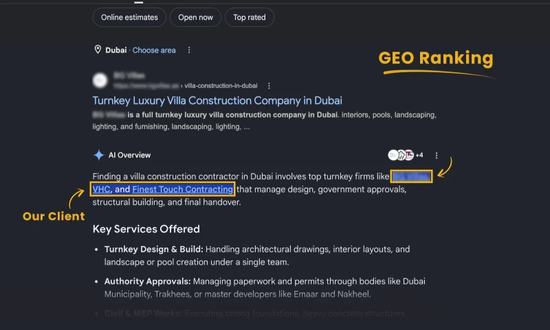 SEO Tech Experts LLC - GEO Ranking for Villa Construction Company