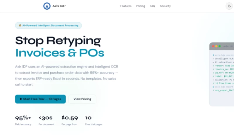 Axix Technologies LLC USA - Axix IDP AI-Powered Intelligent Document Processing Platform