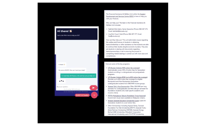 Blackstone Intelligence - How we built an ai agent for the student services centre that can help sutdents to navigate help in University Technology Sarawak