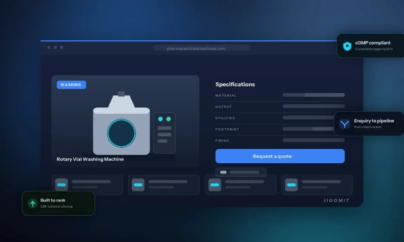 Jigomit LLP - Custom Machine Catalog & Lead-Gen Platform for a Pharma Manufacturer