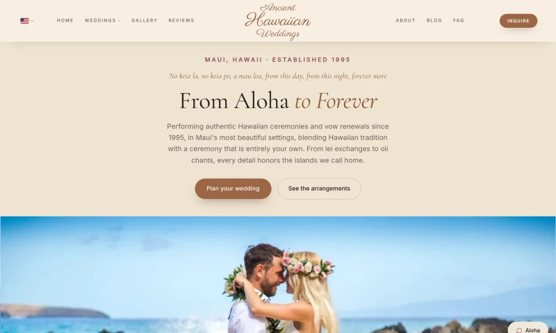 StudioMeyer - Ancienthawaiianweddings.com - Bilingual Wedding Site for Maui, Hawaii