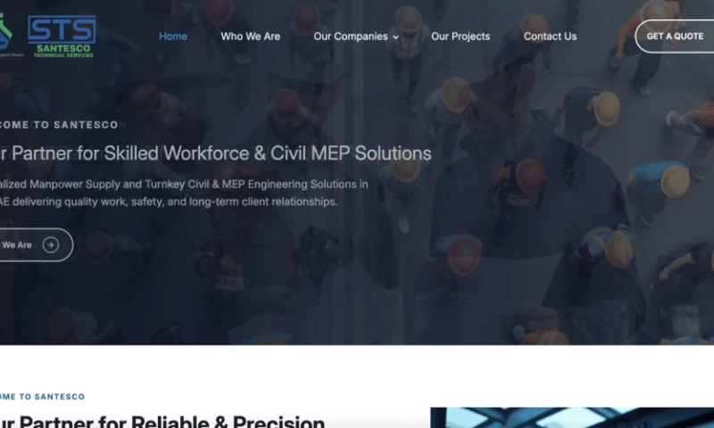 Orange Dice Solutions - custom website developed for Santesco Contracting, UAE