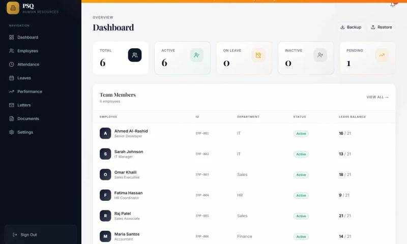 Emad Yahya - PSQ HR Platform — Attendance, Payroll and Approvals