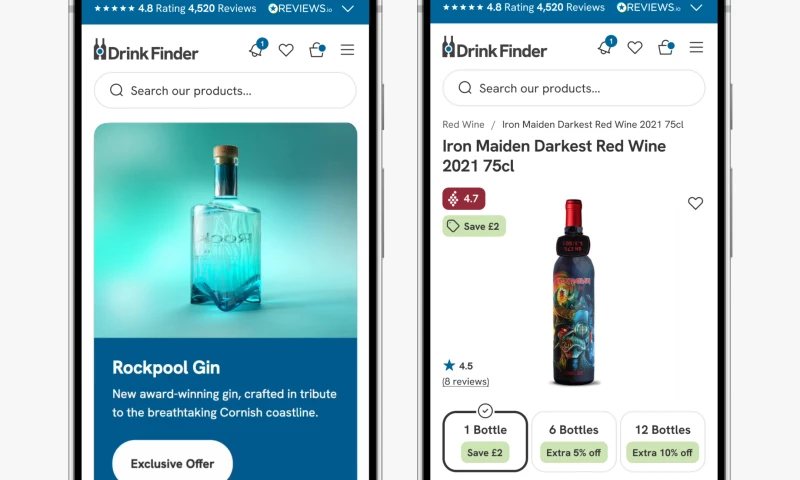 Anthony is Freelance - Drink Finder Shopify Migration and Website Design