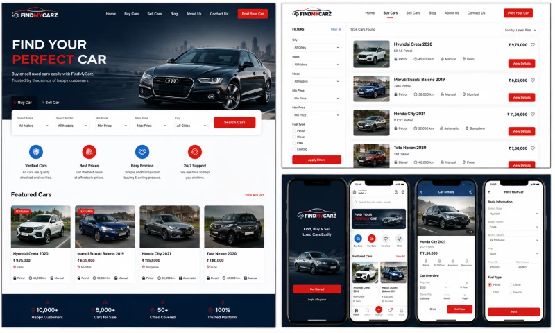Digital In App - FindMyCarz Car Marketplace Website