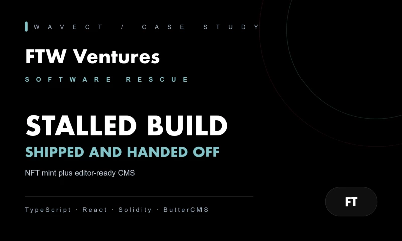 Wavect GmbH - Stalled NFT mint and CMS rescued, shipped, and handed off