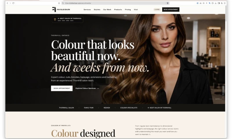 Site Harbour - Fratellis Salon Website Redesign