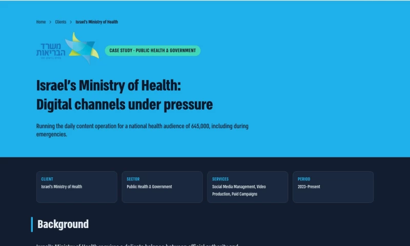 Mashrokit Digital - Israel's Ministry of Health: Digital Channels Under Pressure