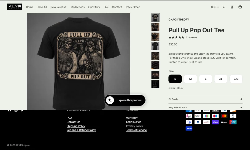 Brand Savvy Team - KLYR Apparel Pull Up Pop Out Tee Shopify CRO