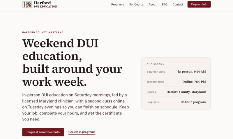 Epiphany Dynamics - Harford DUI Education: Website & Payments