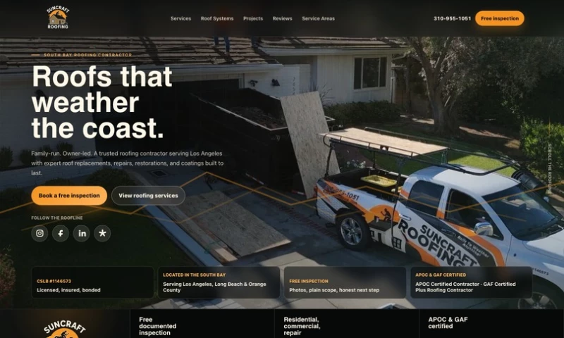 TMN Creative - Roofing Contractor Website with Licensing and Inspection Proof