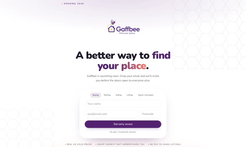 WebKatie - Gaffbee UK Property Marketplace Brand, Website & App