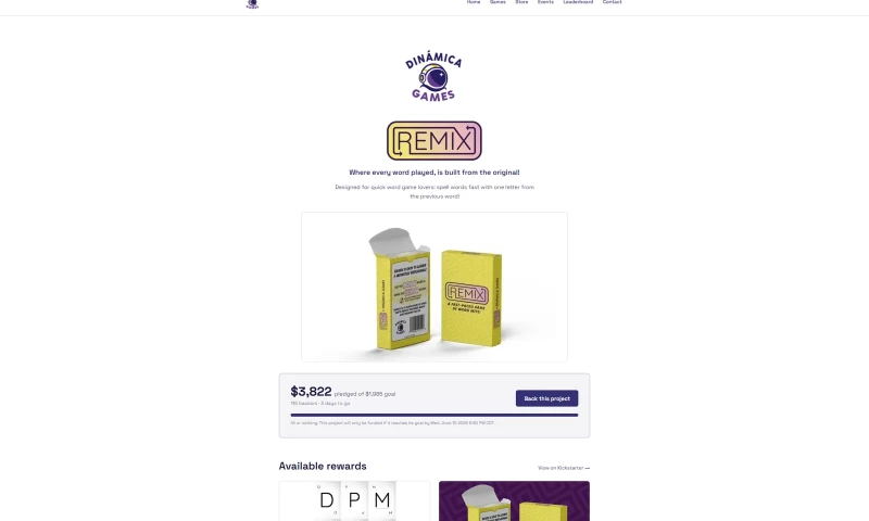 ribby.dev - Dinámica Games - Storefront, Catalog & Live Kickstarter Dashboard