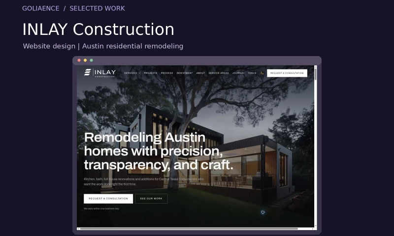 Goliaence - INLAY Construction | Residential remodeling website