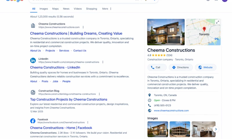 UnoSearch - Cheema Constructions SEO, AEO & GEO