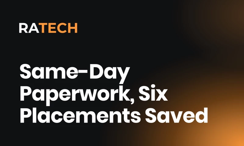 Ratech - Same-Day Paperwork and Six Placements Saved for a Tech Recruitment Agency