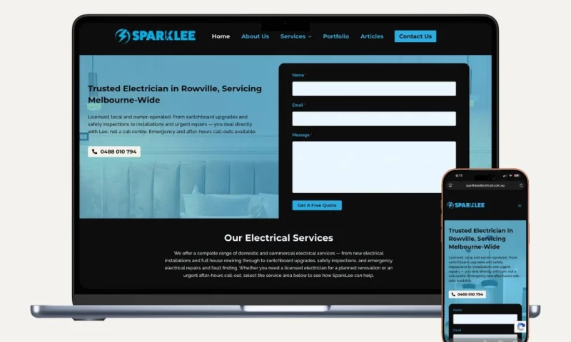 Omera Websites - Electrician Website Design SparkLee Electrical